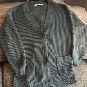 LOFT Olive Button-Up Cardigan